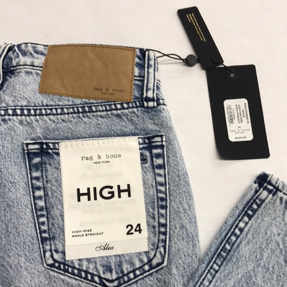 RAG & BONE New York,Alex High-Rise Straight-Venice,Light Indigo Jean,NEW Size 24 - Picture 4 of 8